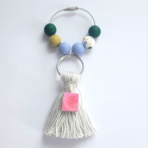 Gray Tassel and Rose Charm Bogg Bag Purse Charm